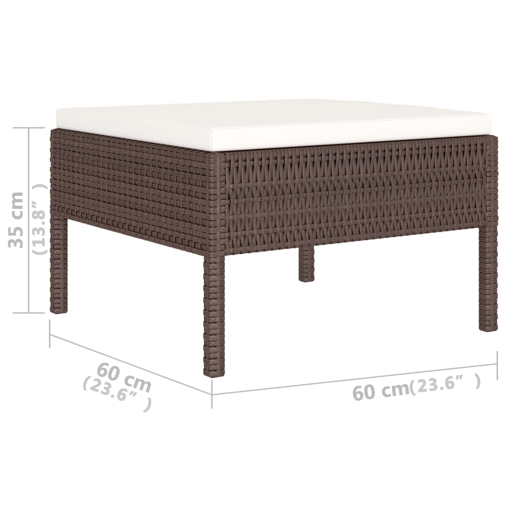 Set muebles de jardín 6 piezas y cojines ratán sintético marrón - Vetonek