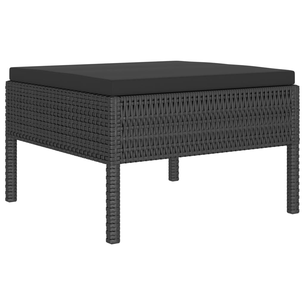 Set de muebles de jardín 6 pzas y cojines ratán sintético negro vidaXL