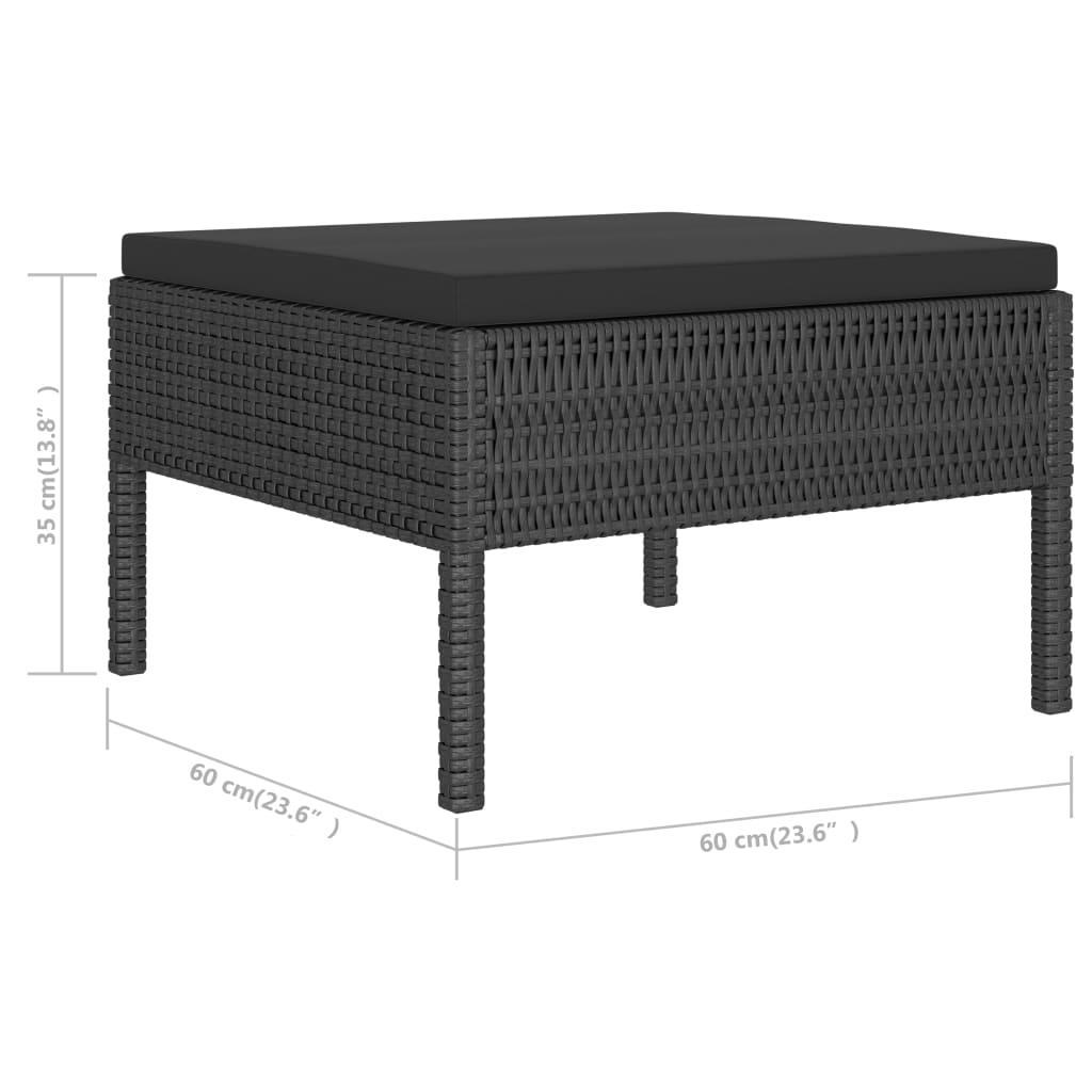 Set de muebles de jardín 6 pzas y cojines ratán sintético negro vidaXL