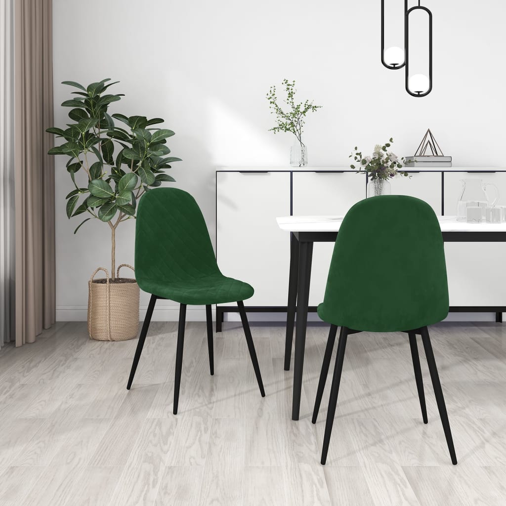 Vetonek Sillas de comedor 2 unidades terciopelo verde oscuro