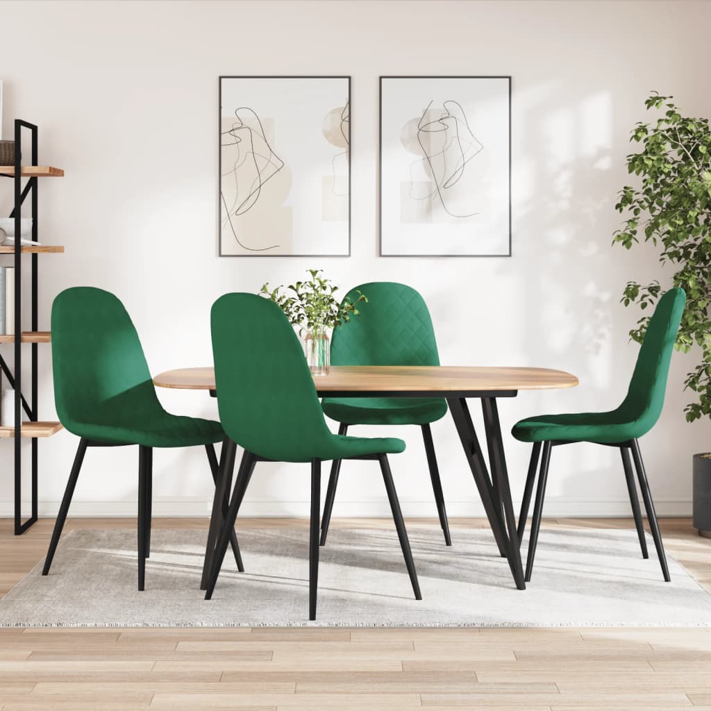 Vetonek Sillas de comedor 4 unidades terciopelo verde oscuro