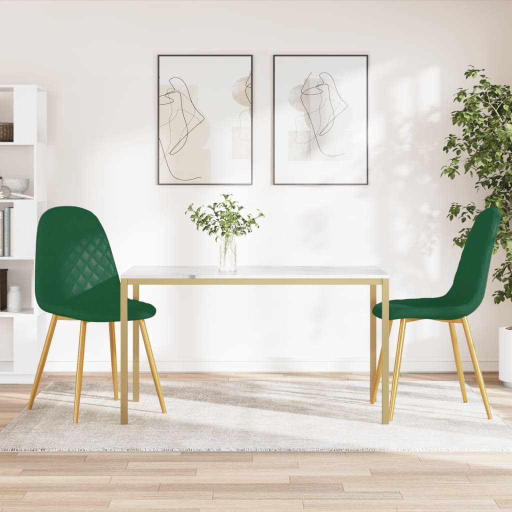 Vetonek Sillas de comedor 2 unidades terciopelo verde oscuro