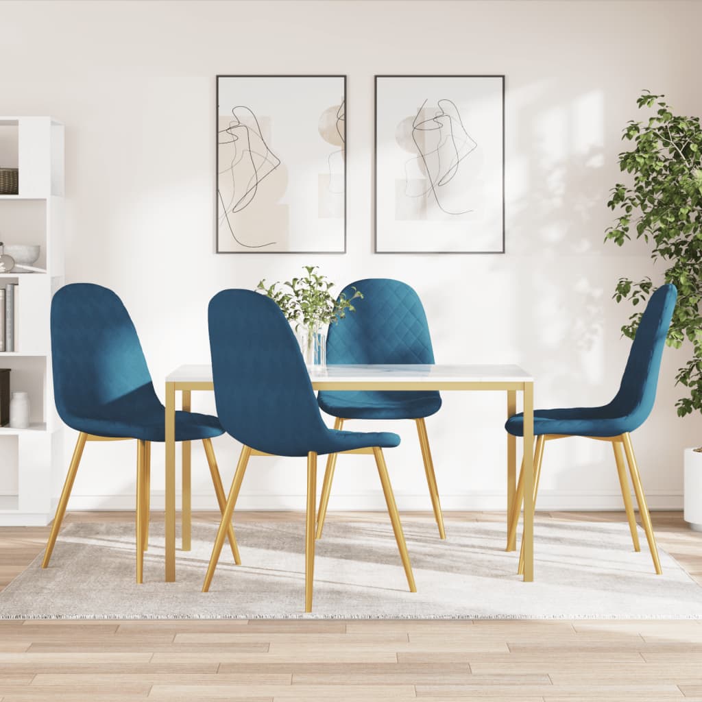 Vetonek Sillas de comedor 4 unidades terciopelo azul