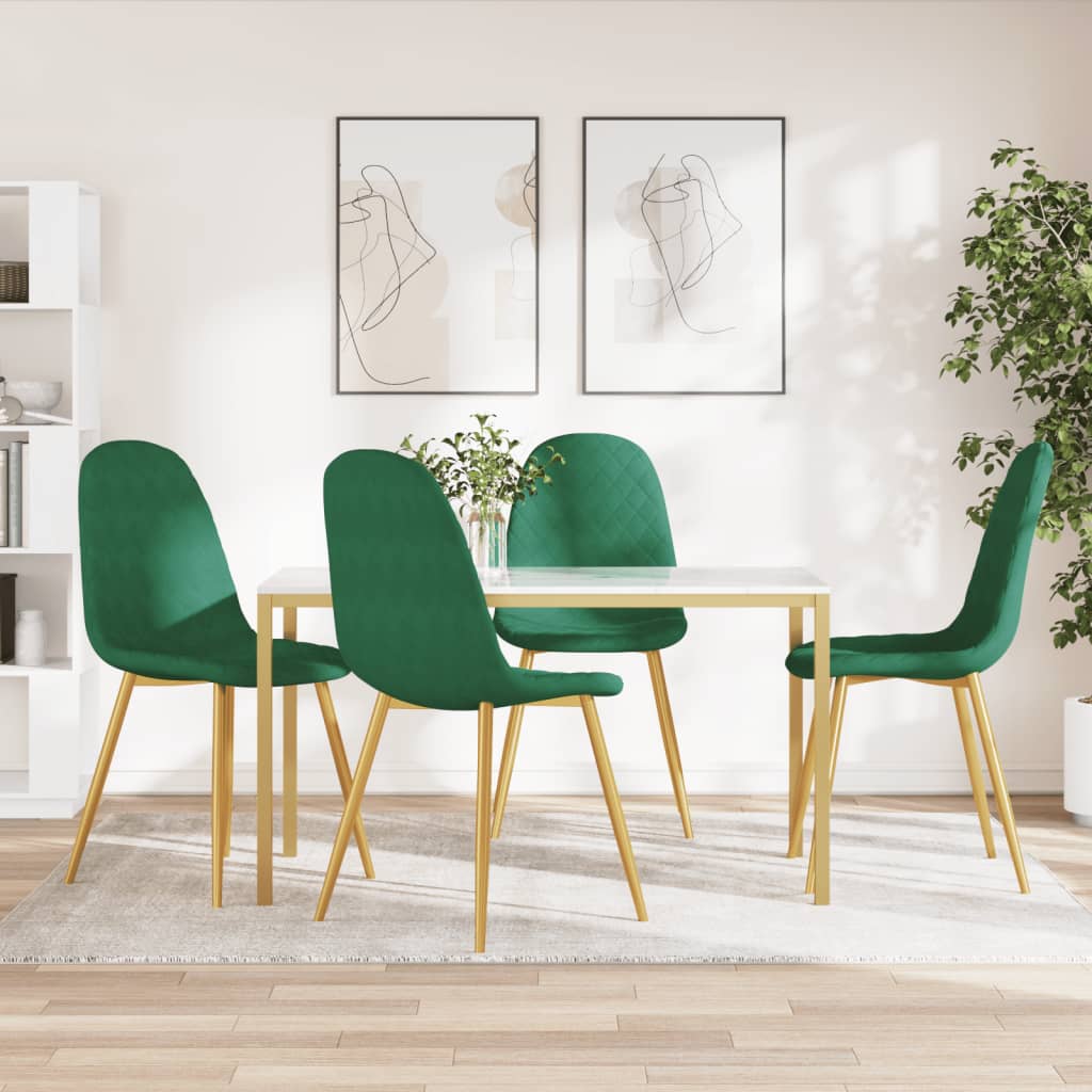 Vetonek Sillas de comedor 4 unidades terciopelo verde oscuro