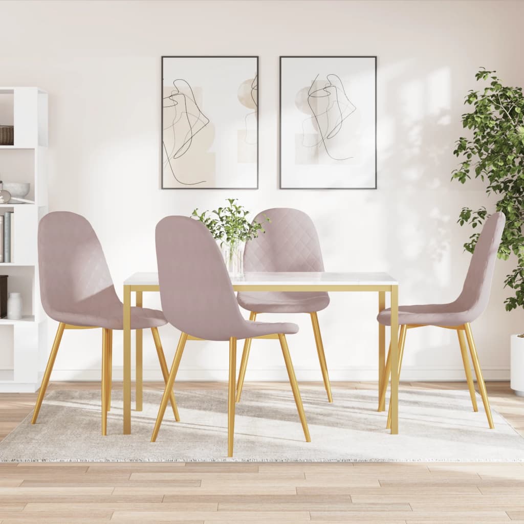 Vetonek Sillas de comedor 4 unidades terciopelo rosa