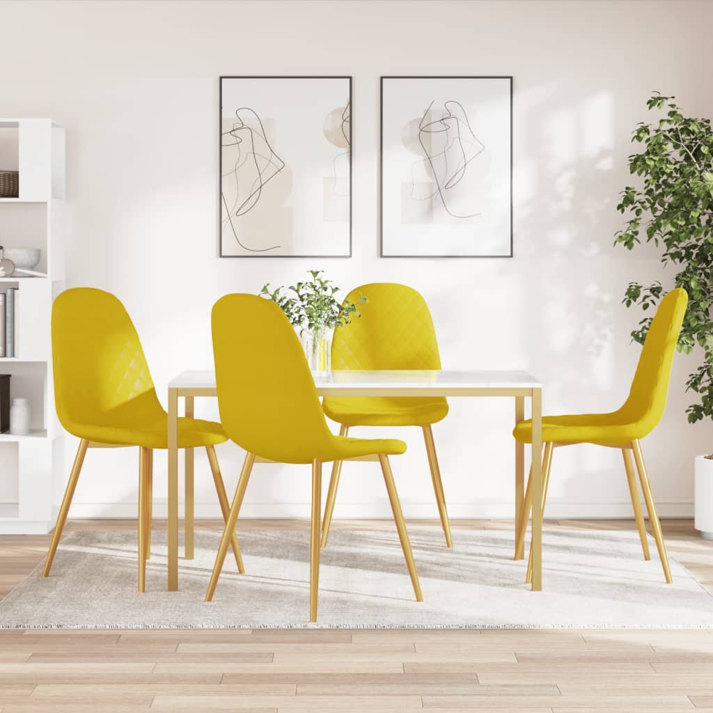 Vetonek Sillas de comedor 4 uds terciopelo amarillo mostaza