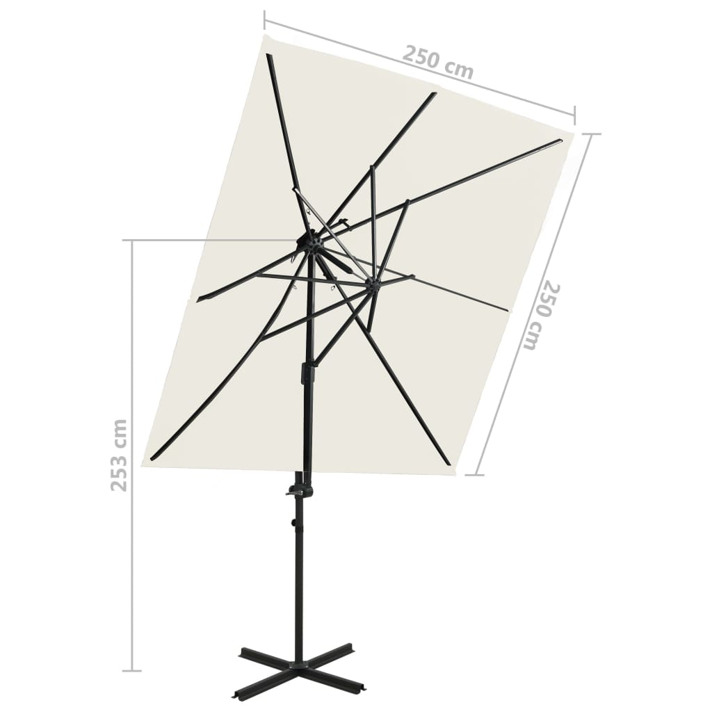 Sombrilla jardín voladiza con cubierta doble arena 250x250 cm vidaXL