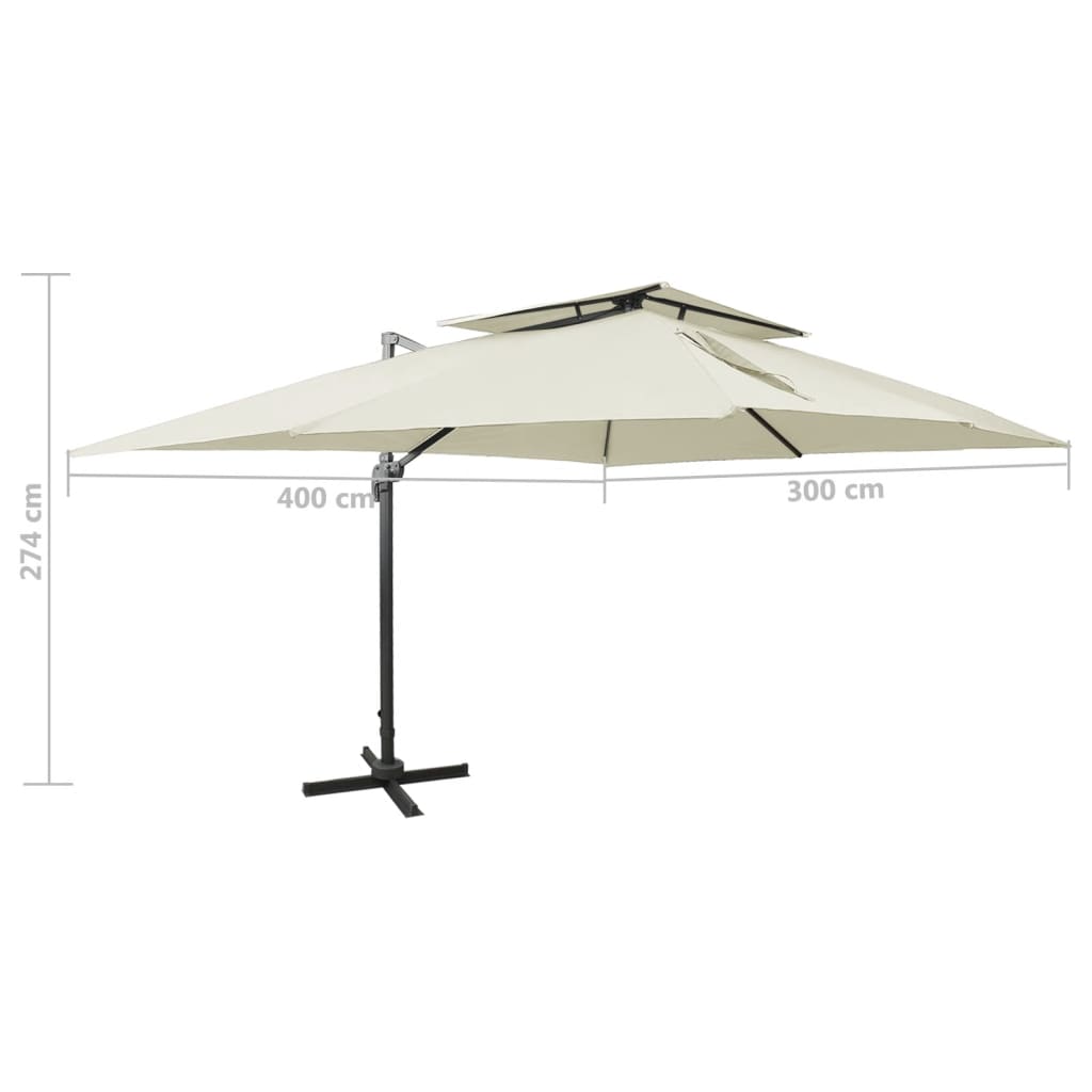 Voladized umbrella with double roof 400x300 cm