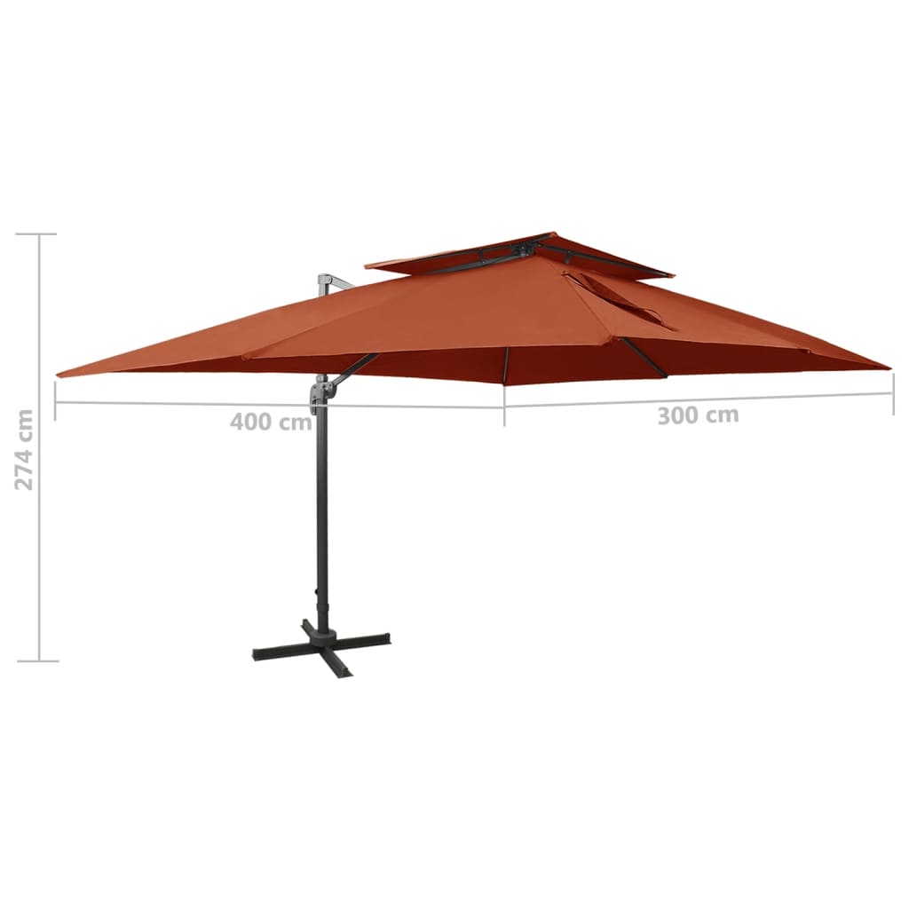 Voladiza Garden Umbrella Double Terracotta Cover 400x300 cm