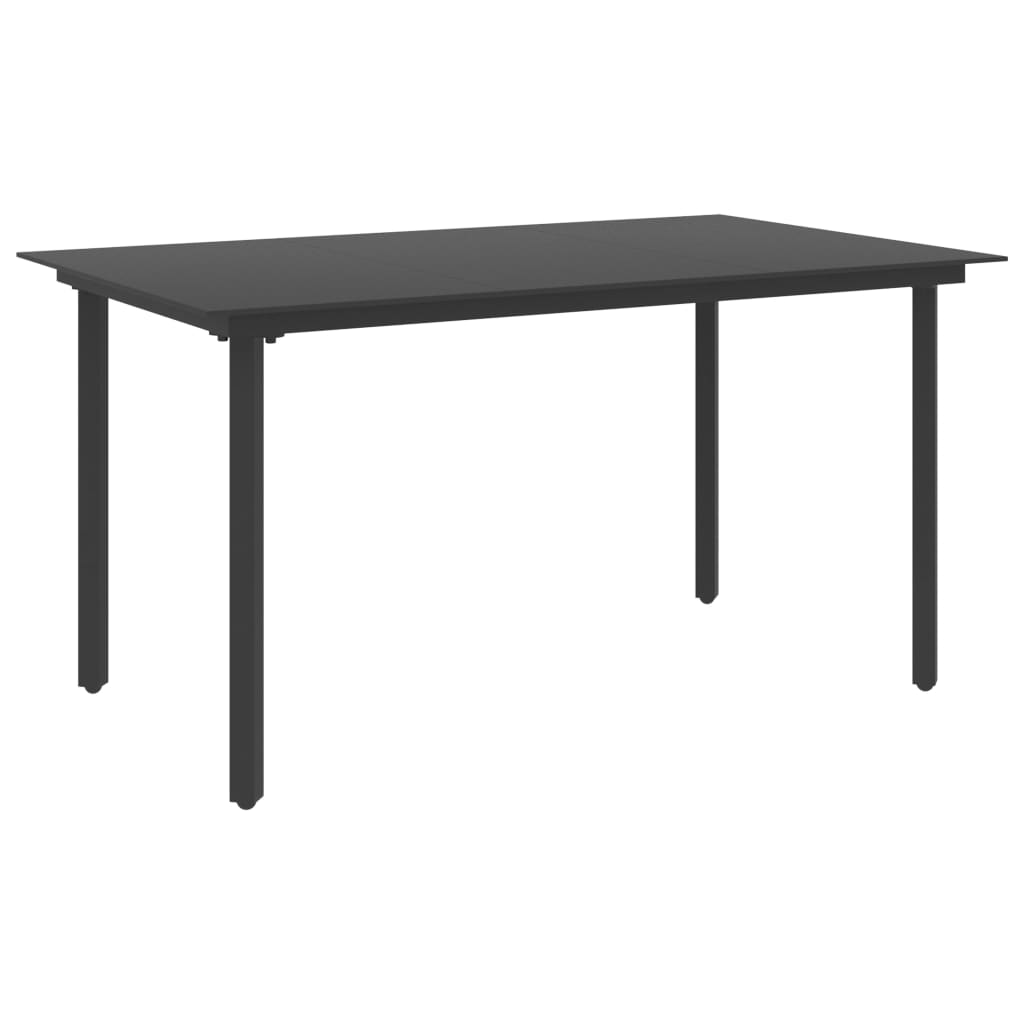 Vetonek Mesa de comedor para jardín acero y vidrio negro 150x80x74 cm