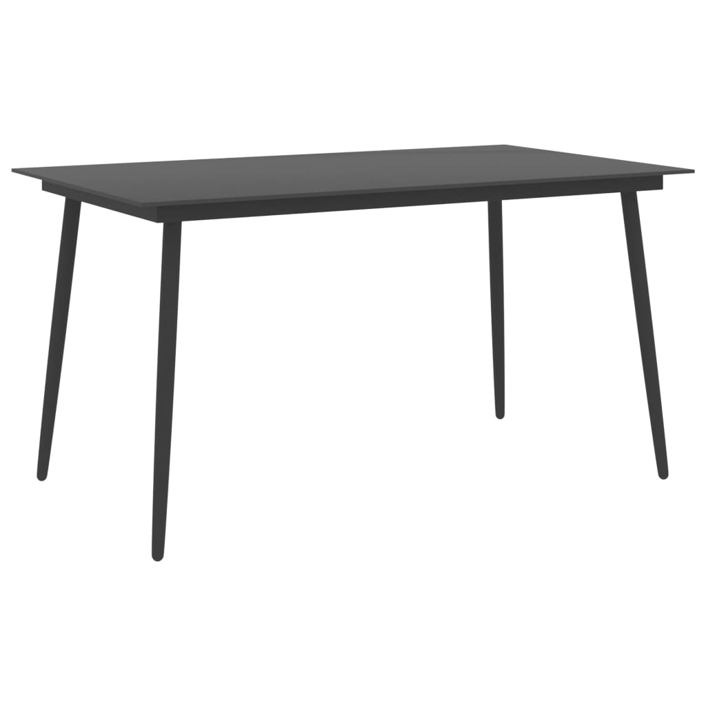 Vetonek Mesa de comedor para jardín acero y vidrio negro 150x90x74 cm 