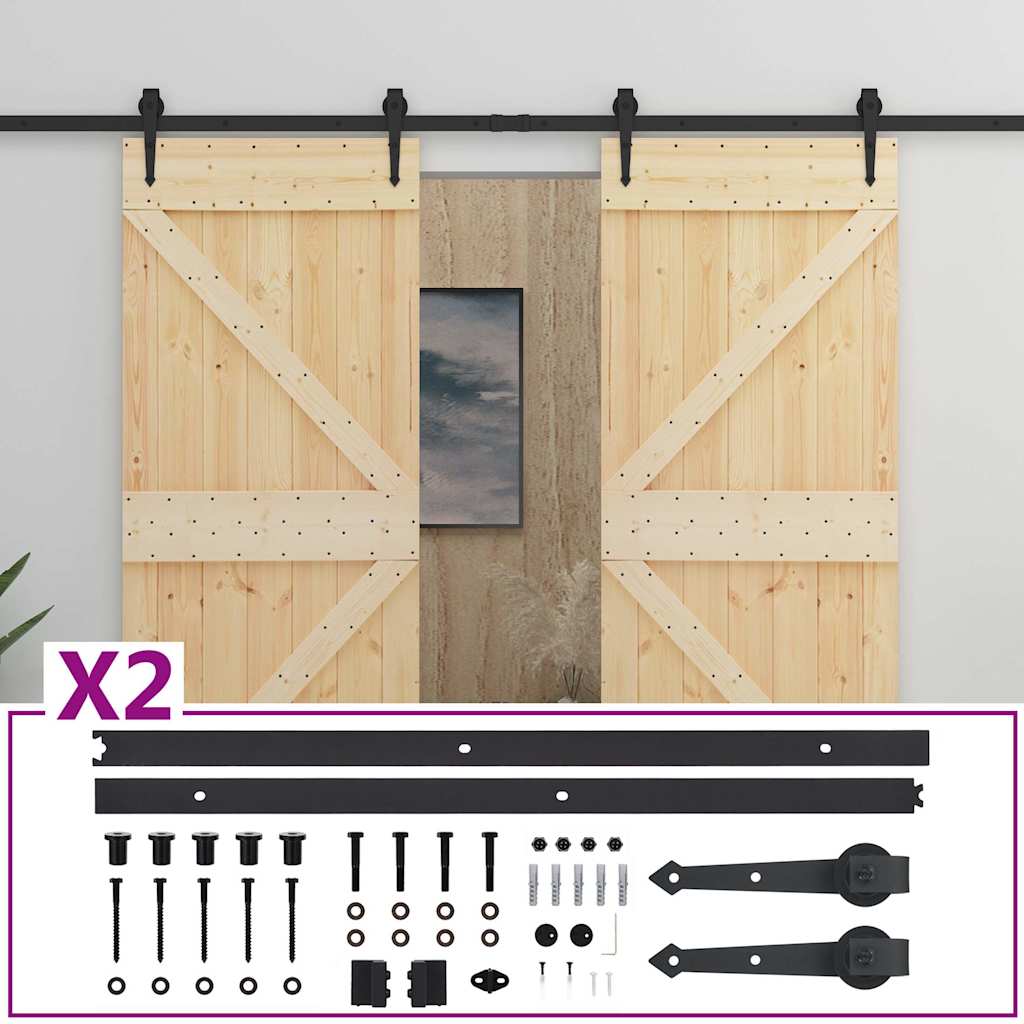 Puerta corredera con herrajes madera maciza de pino 80x210 cm vidaXL