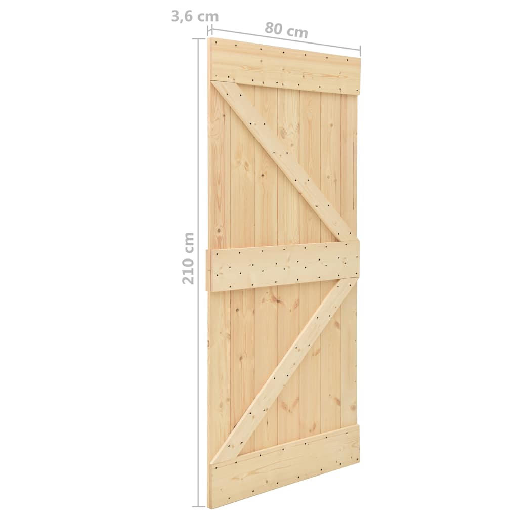 Puerta corredera con herrajes madera maciza de pino 80x210 cm - Vetonek