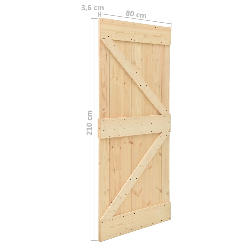 Puerta corredera con herrajes madera maciza de pino 80x210 cm vidaXL