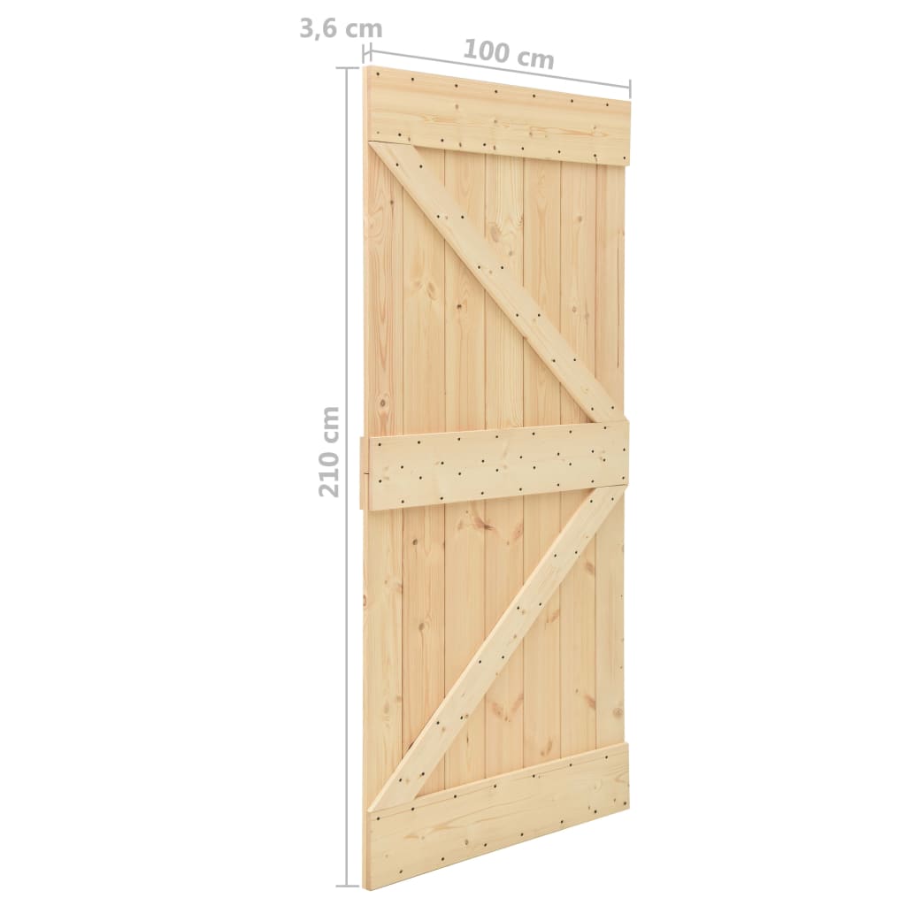 Puerta corredera con herrajes madera maciza de pino 100x210 cm - Vetonek