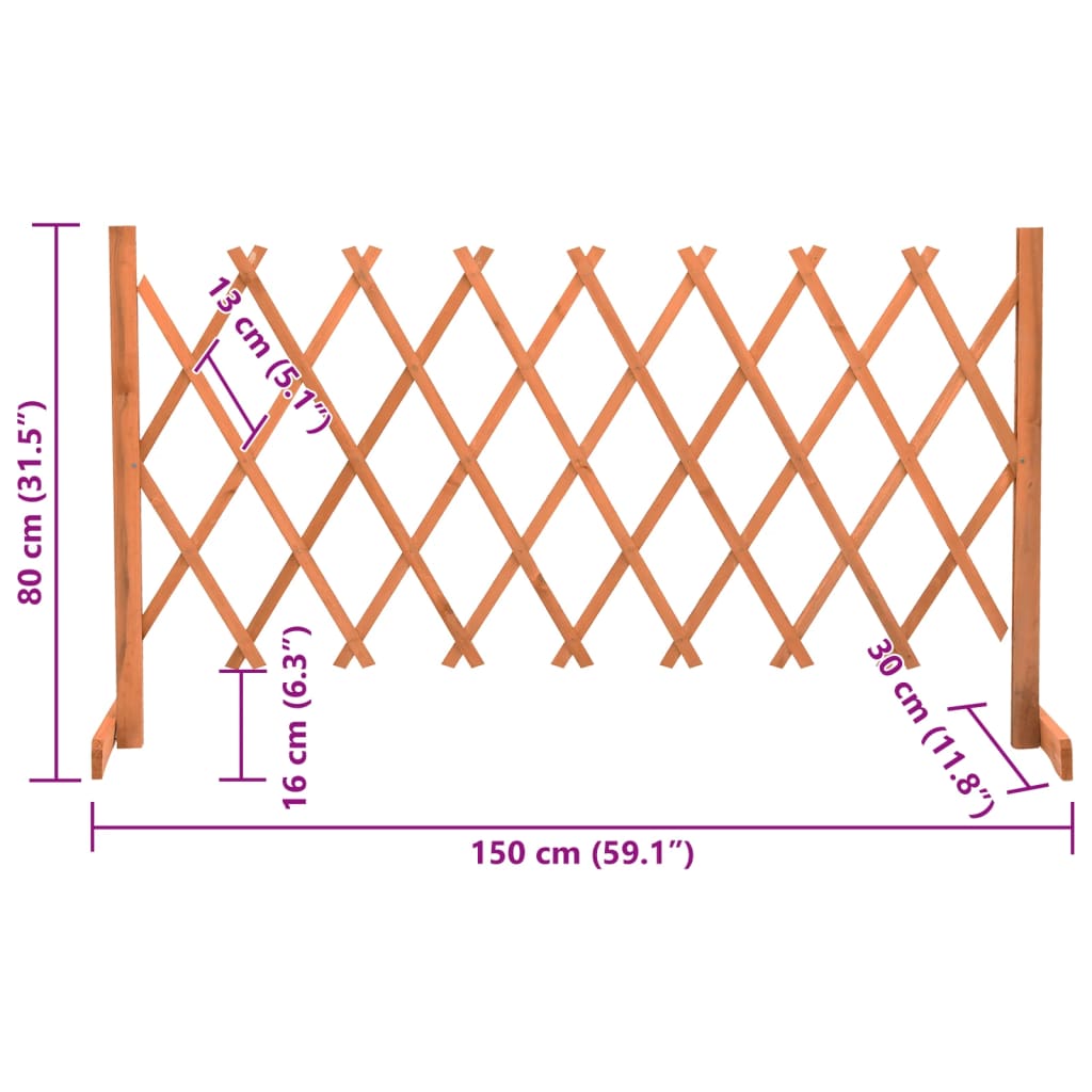 Valla de jardín enrejada madera maciza abeto naranja 150x80 cm vidaXL