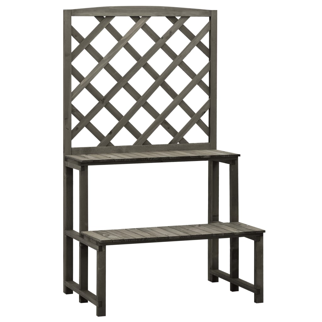 Vetonek Soporte de plantas y enrejado abeto macizo gris 70x42x120 cm