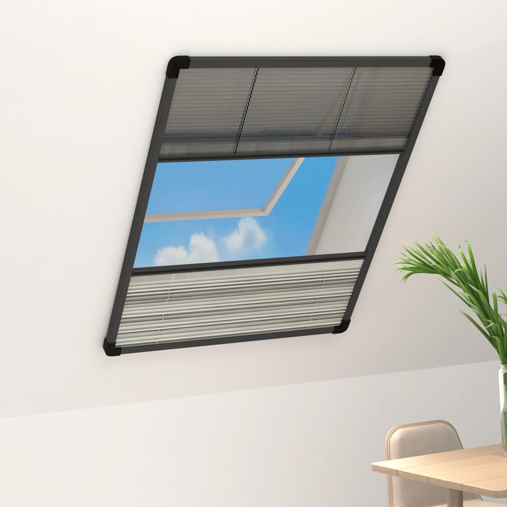 Vetonek Mosquitera plisada para ventanas contra el sol aluminio 60x80cm