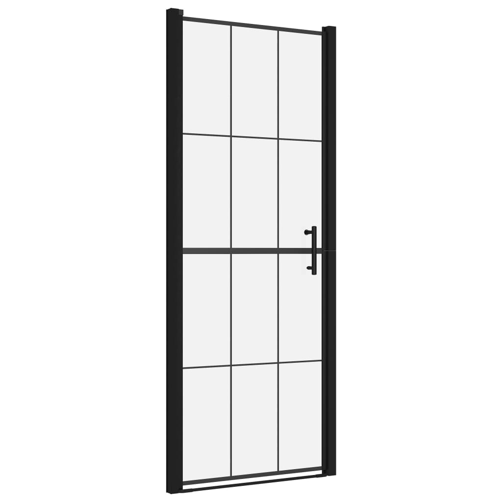 Puerta de ducha de vidrio templado negro 81x195 cm vidaXL