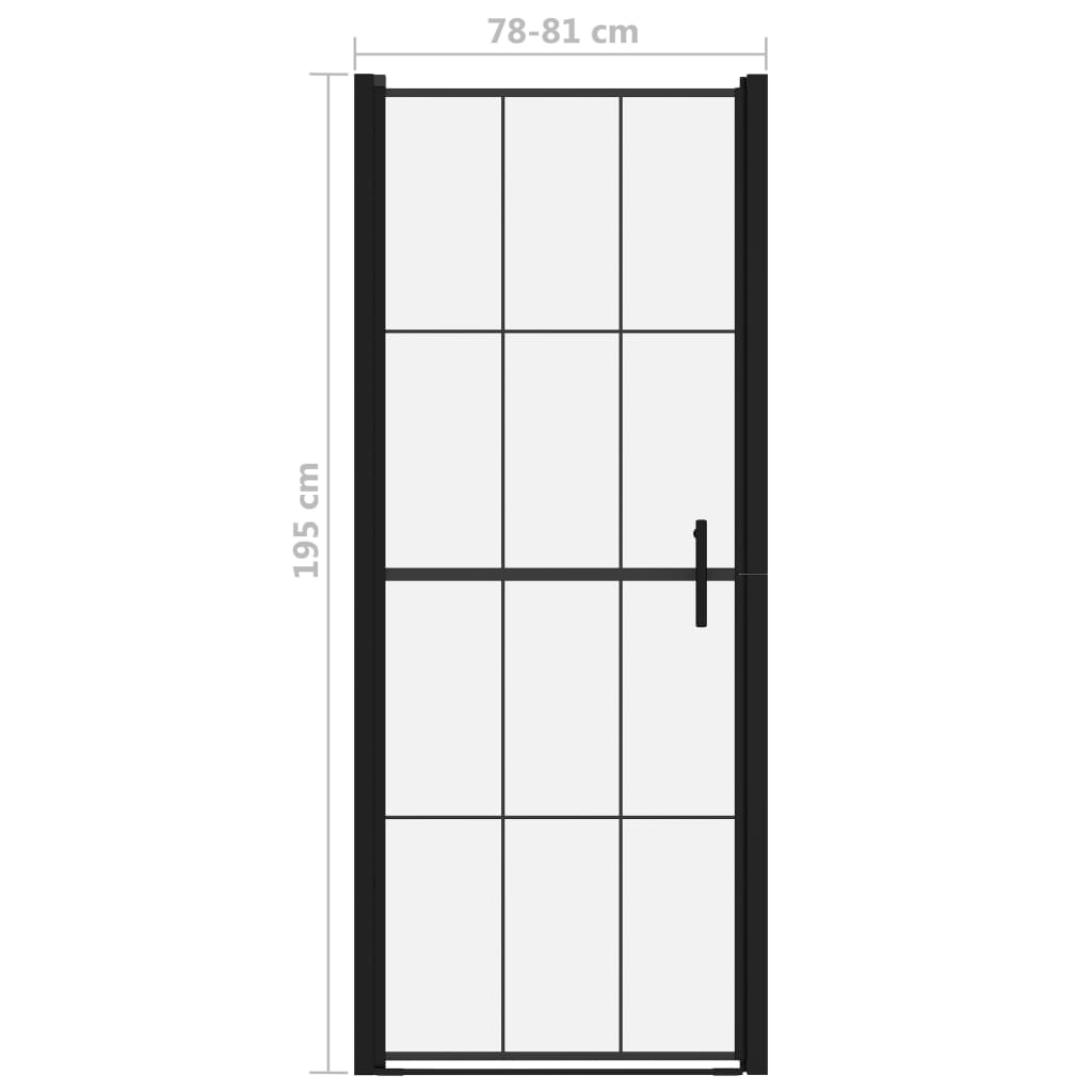 Puerta de ducha de vidrio templado negro 81x195 cm vidaXL