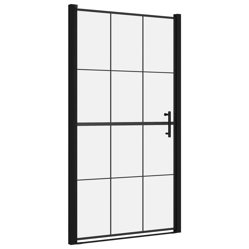 Puerta de ducha de vidrio templado negro 100x178 cm vidaXL