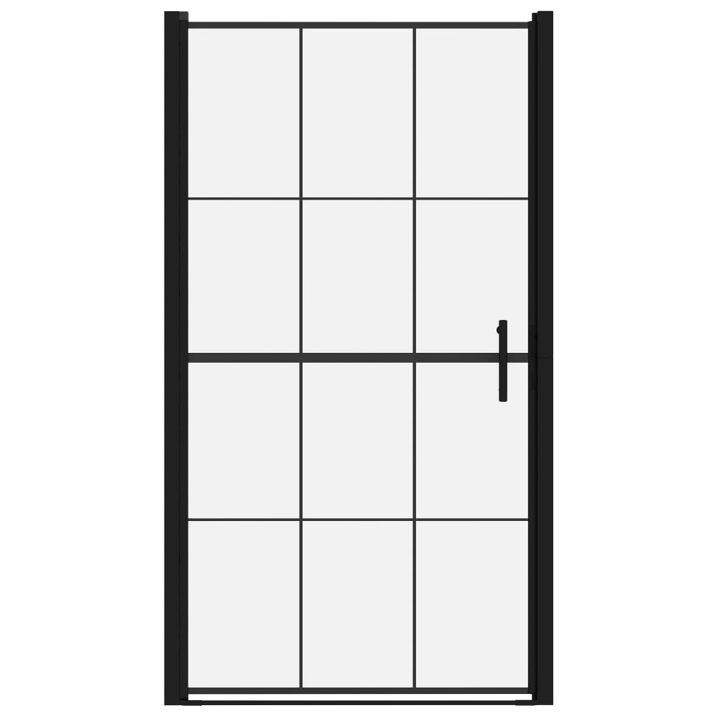 Puerta de ducha de vidrio templado negro 100x178 cm vidaXL