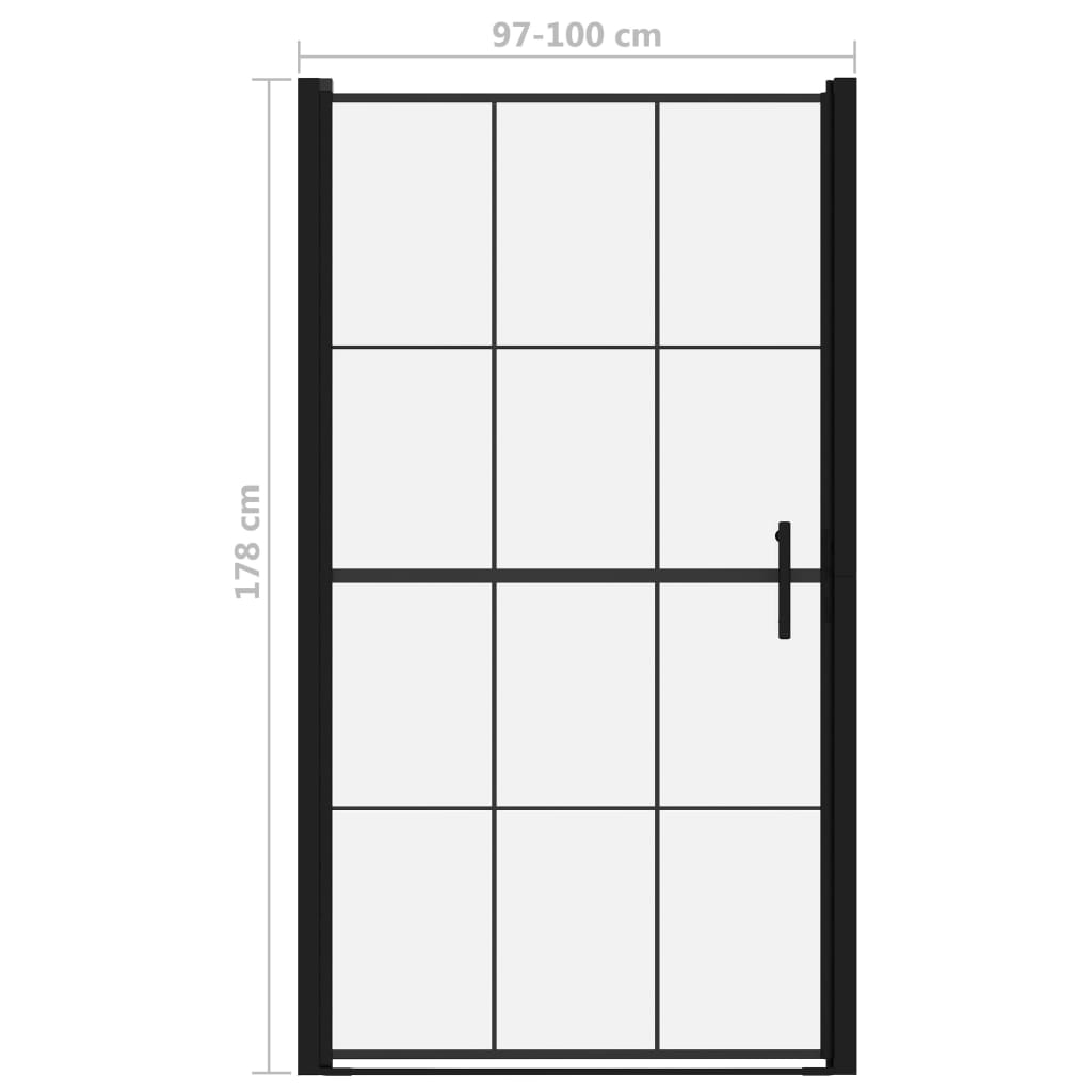 Puerta de ducha de vidrio templado negro 100x178 cm vidaXL