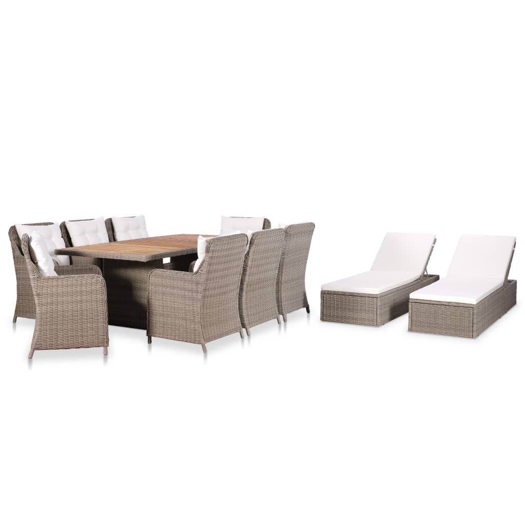 Vetonek Set de muebles de jardín 11 piezas ratán sintético