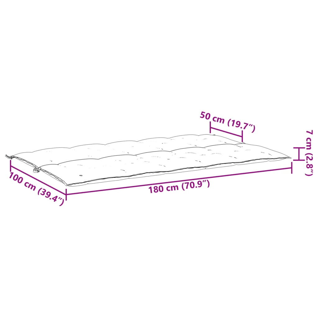 Banque de jardin gris oxford 180x (50 + 50) x7 cm