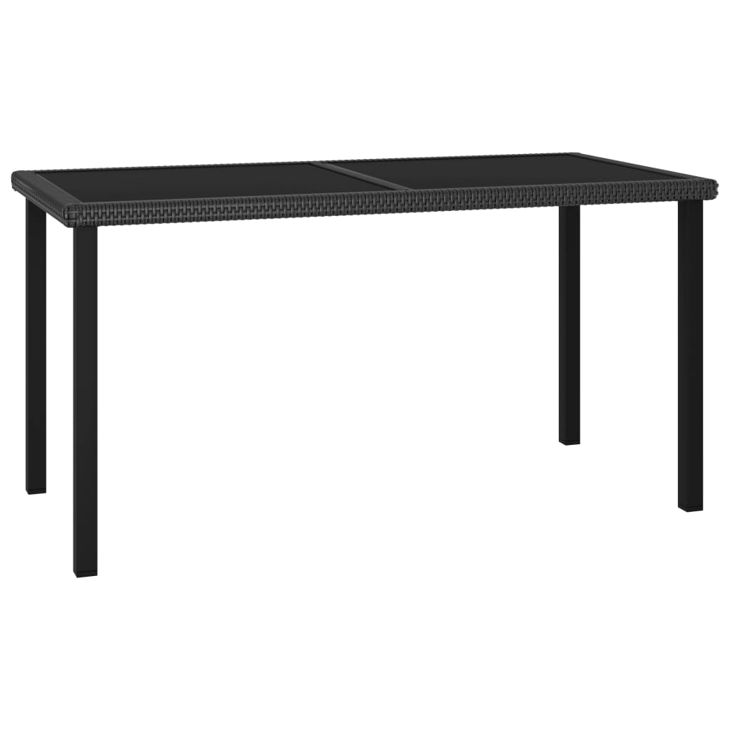 Vetonek Mesa de comedor para jardín ratán sintético negro 140x70x73 cm