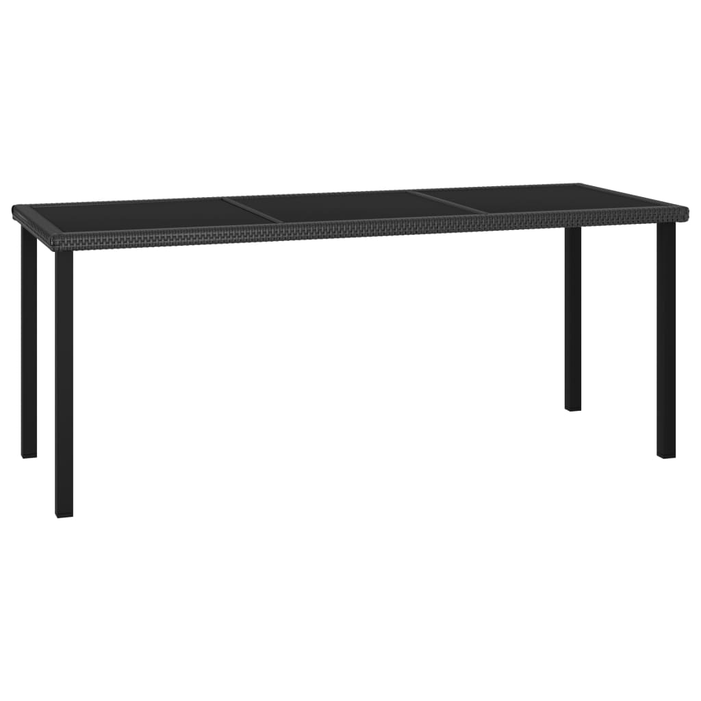 Vetonek Mesa de comedor para jardín ratán sintético negro 180x70x73 cm