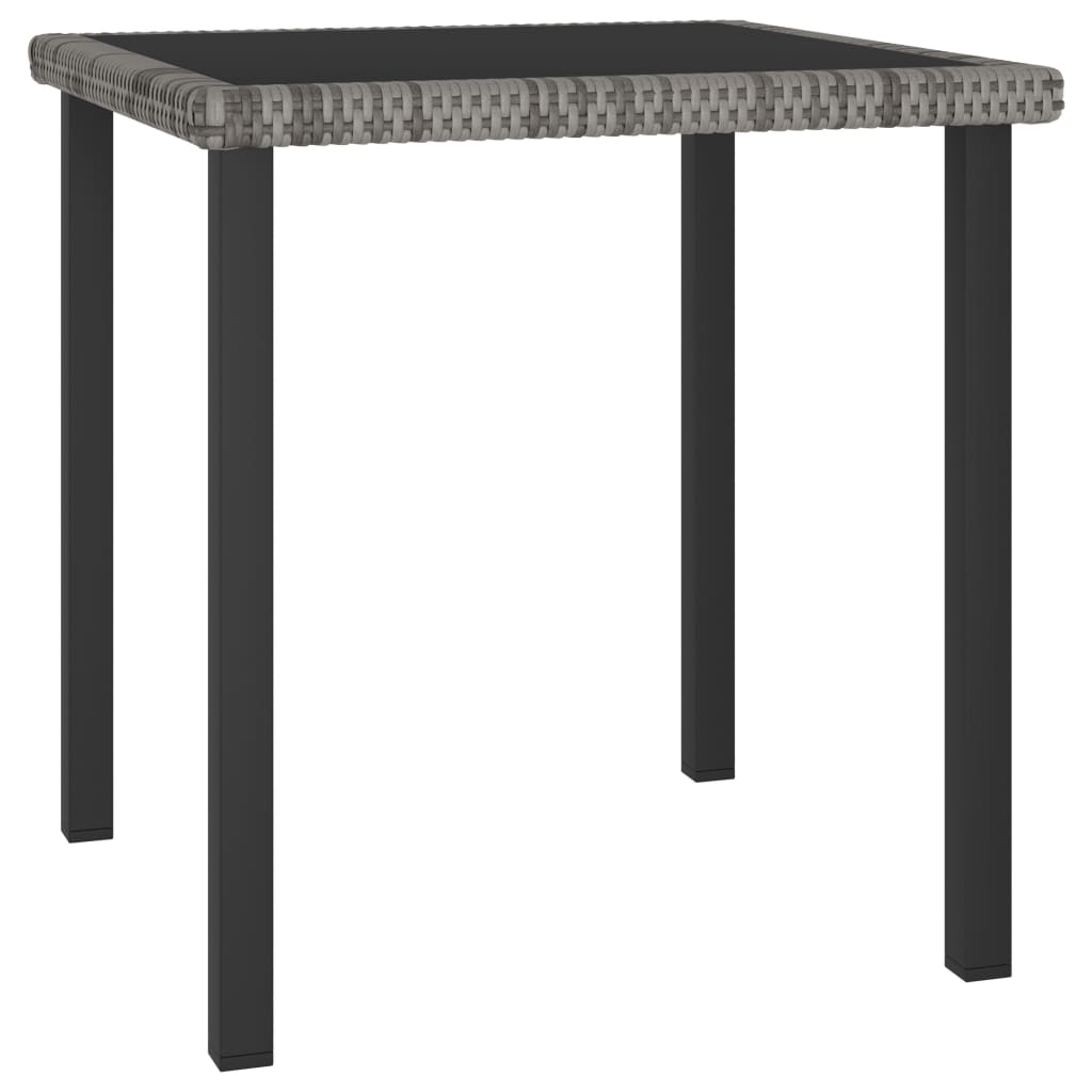 Vetonek Mesa de comedor para jardín ratán sintético gris 70x70x73 cm