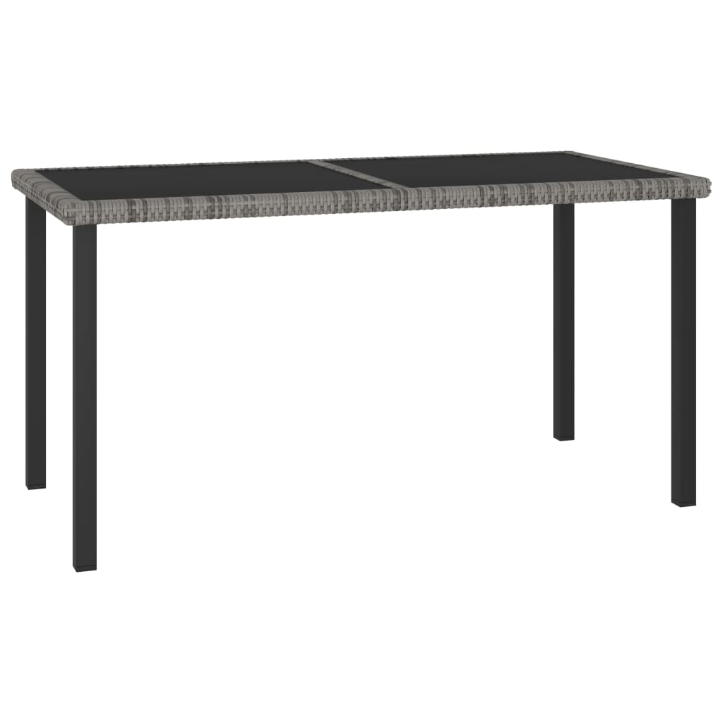 Vetonek Mesa de comedor para jardín ratán sintético gris 140x70x73 cm