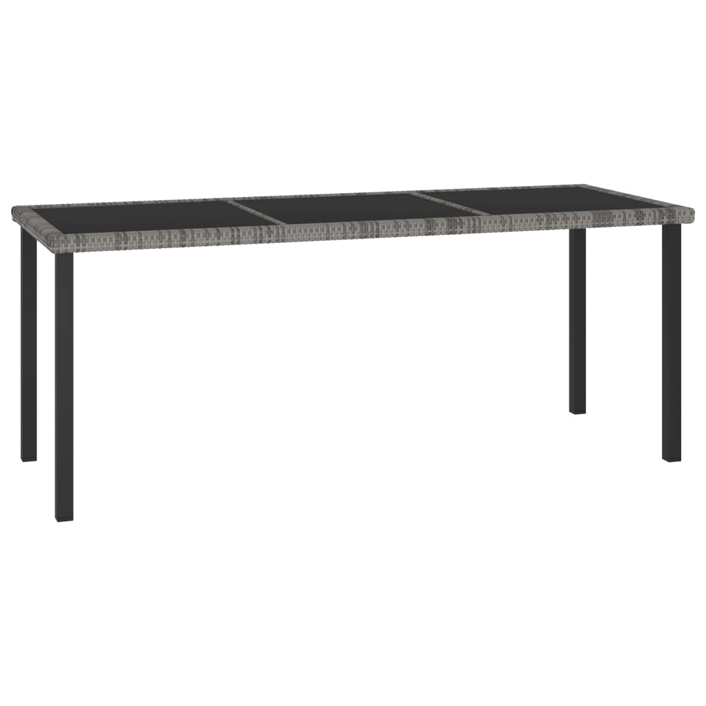 Vetonek Mesa de comedor para jardín ratán sintético gris 180x70x73 cm