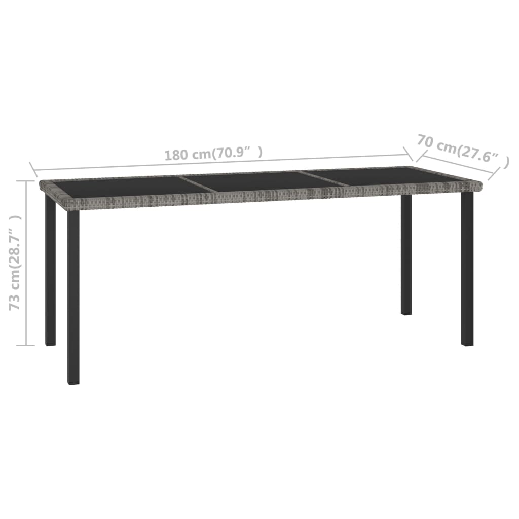 Mesa de comedor para jardín ratán sintético gris 180x70x73 cm vidaXL