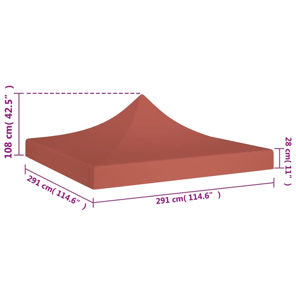 Techo de carpa para celebraciones terracota 3x3 m 270 g/m² vidaXL