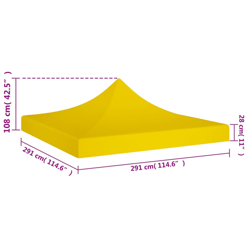 Techo de carpa para celebraciones amarillo 3x3 m 270 g/m² vidaXL