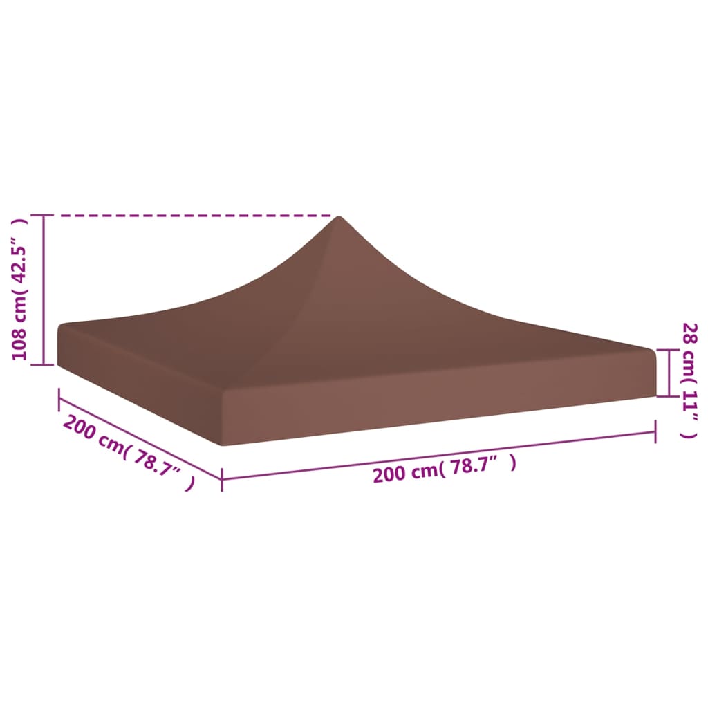 Techo de carpa para celebraciones marrón 2x2 m 270 g/m²