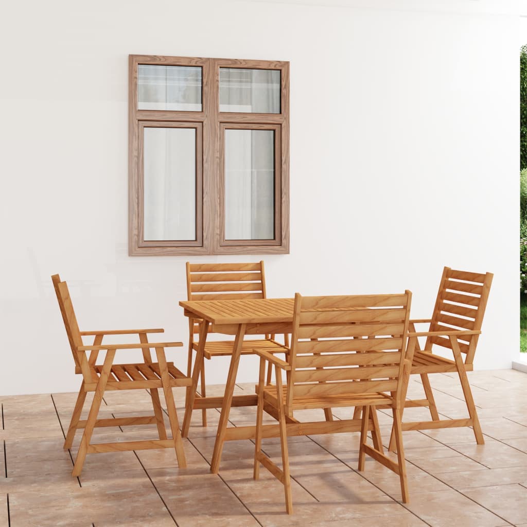 Vetonek Juego de comedor para jardín 5 piezas madera maciza de acacia