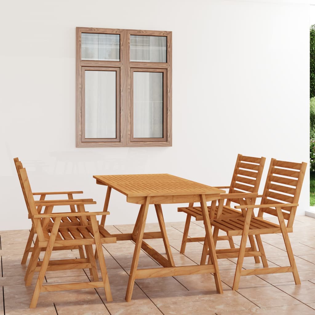 Vetonek Juego de comedor para jardín 5 piezas madera maciza de acacia