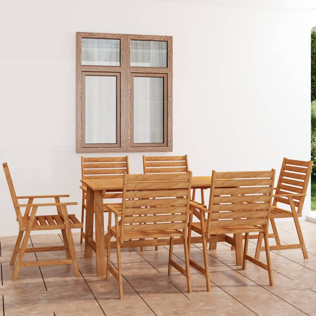 Vetonek Juego de comedor para jardín 7 piezas madera maciza de acacia