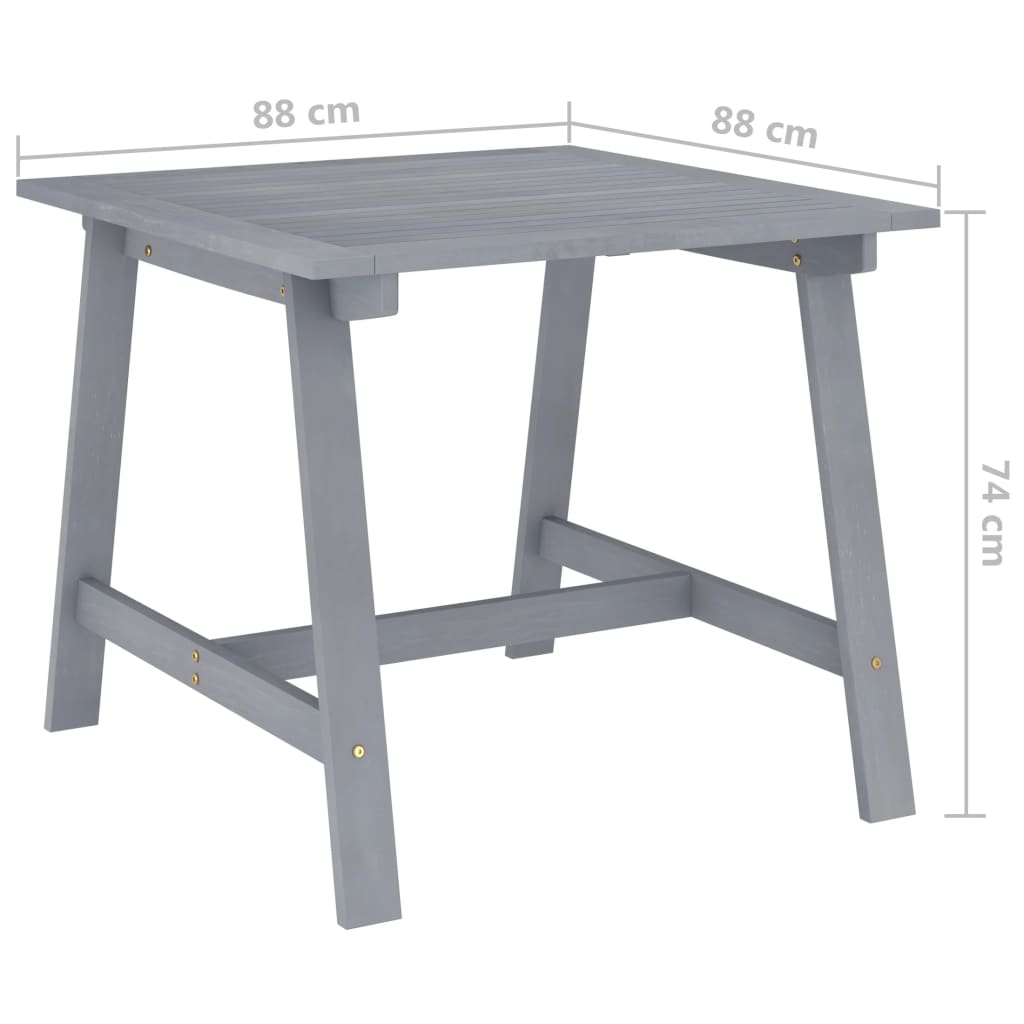 Juego de comedor de jardín 3 pzas madera maciza de acacia gris vidaXL