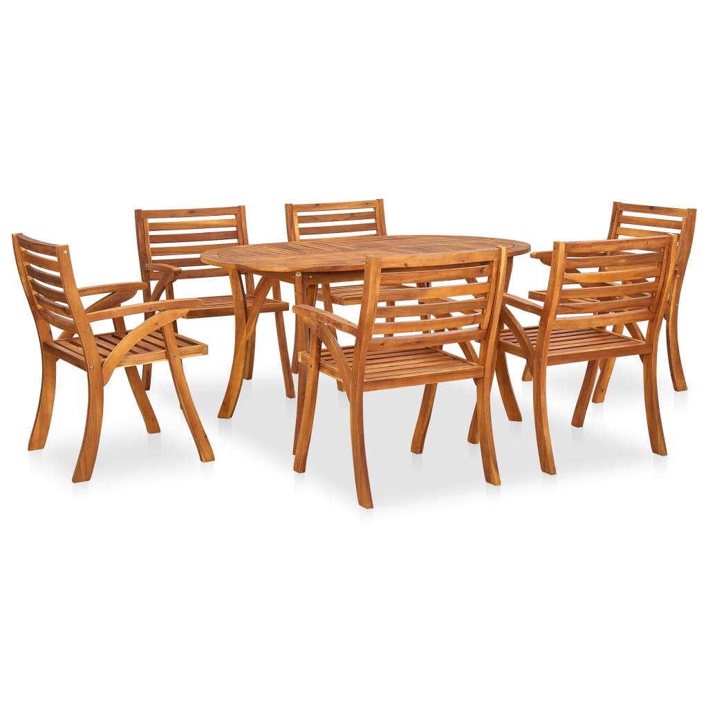 Vetonek Juego de comedor para jardín 7 piezas madera maciza de acacia