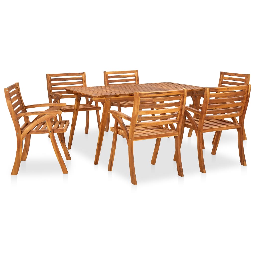 Vetonek Juego de comedor para jardín 7 piezas madera maciza de acacia