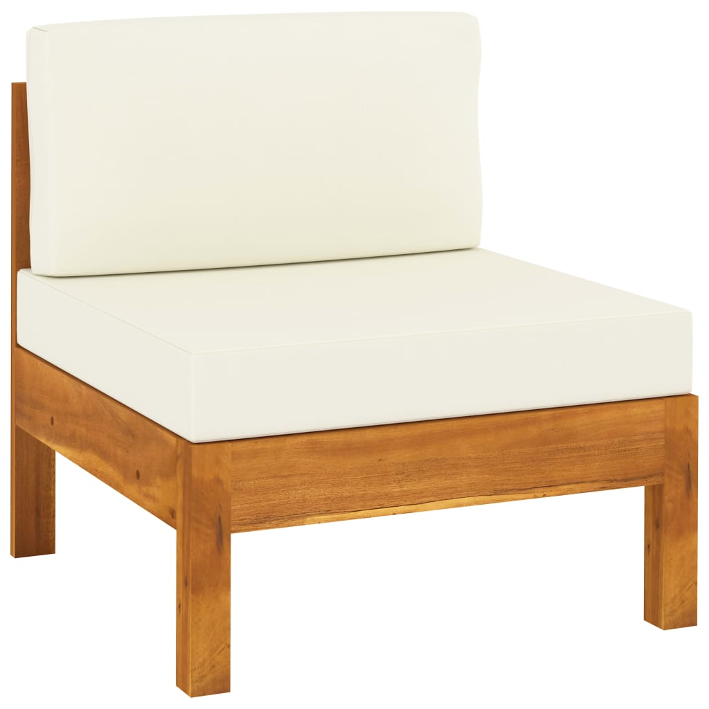 Muebles de jardín 7 pzas cojines blanco crema madera de acacia vidaXL