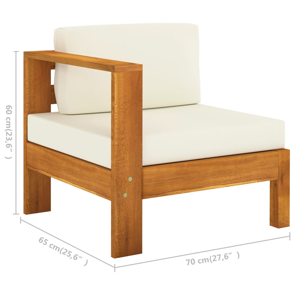 Muebles de jardín 7 pzas cojines blanco crema madera de acacia vidaXL