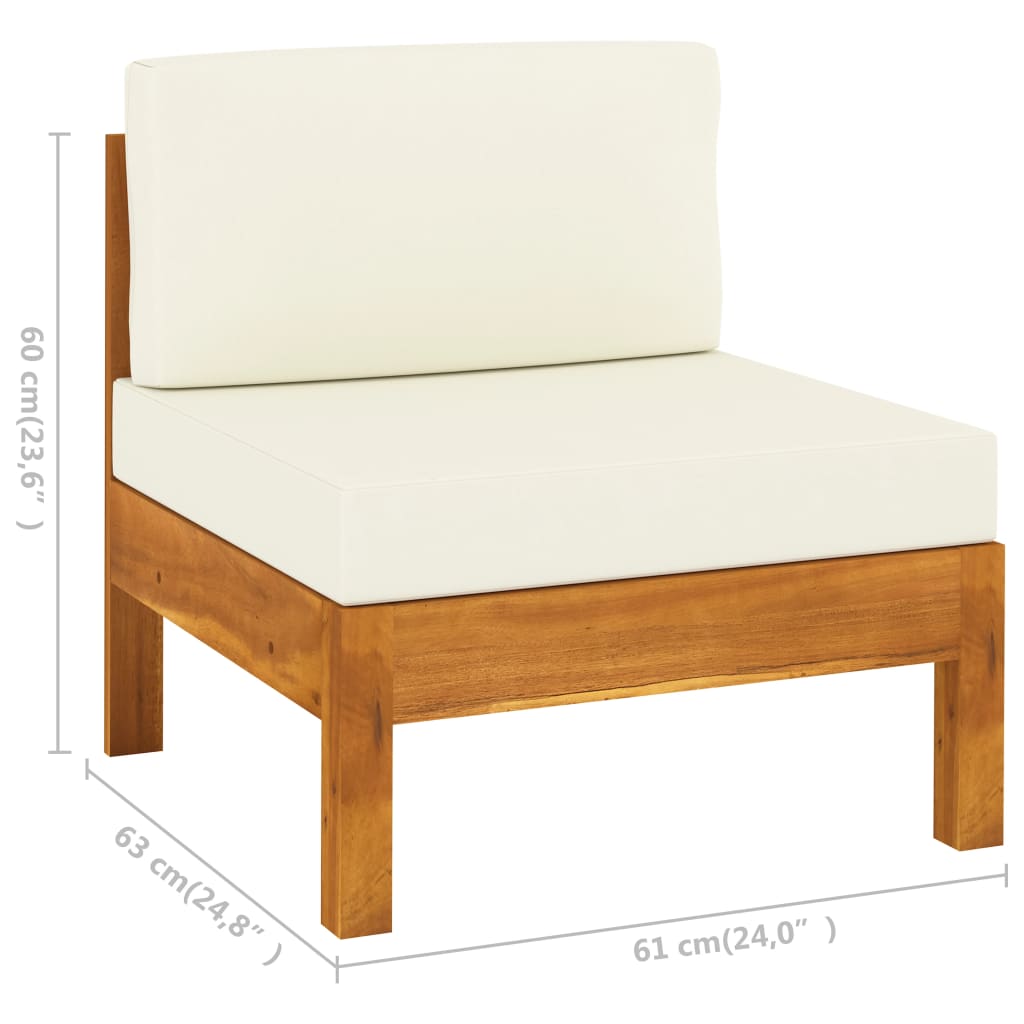 Muebles de jardín 7 pzas cojines blanco crema madera de acacia vidaXL