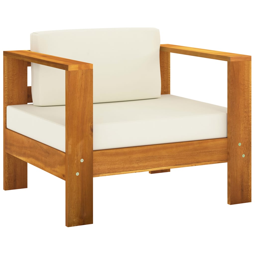 Muebles de jardín 7 pzas cojines blanco crema madera de acacia vidaXL