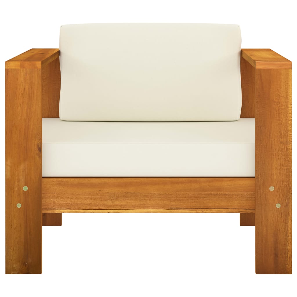 Muebles de jardín 7 pzas cojines blanco crema madera de acacia vidaXL