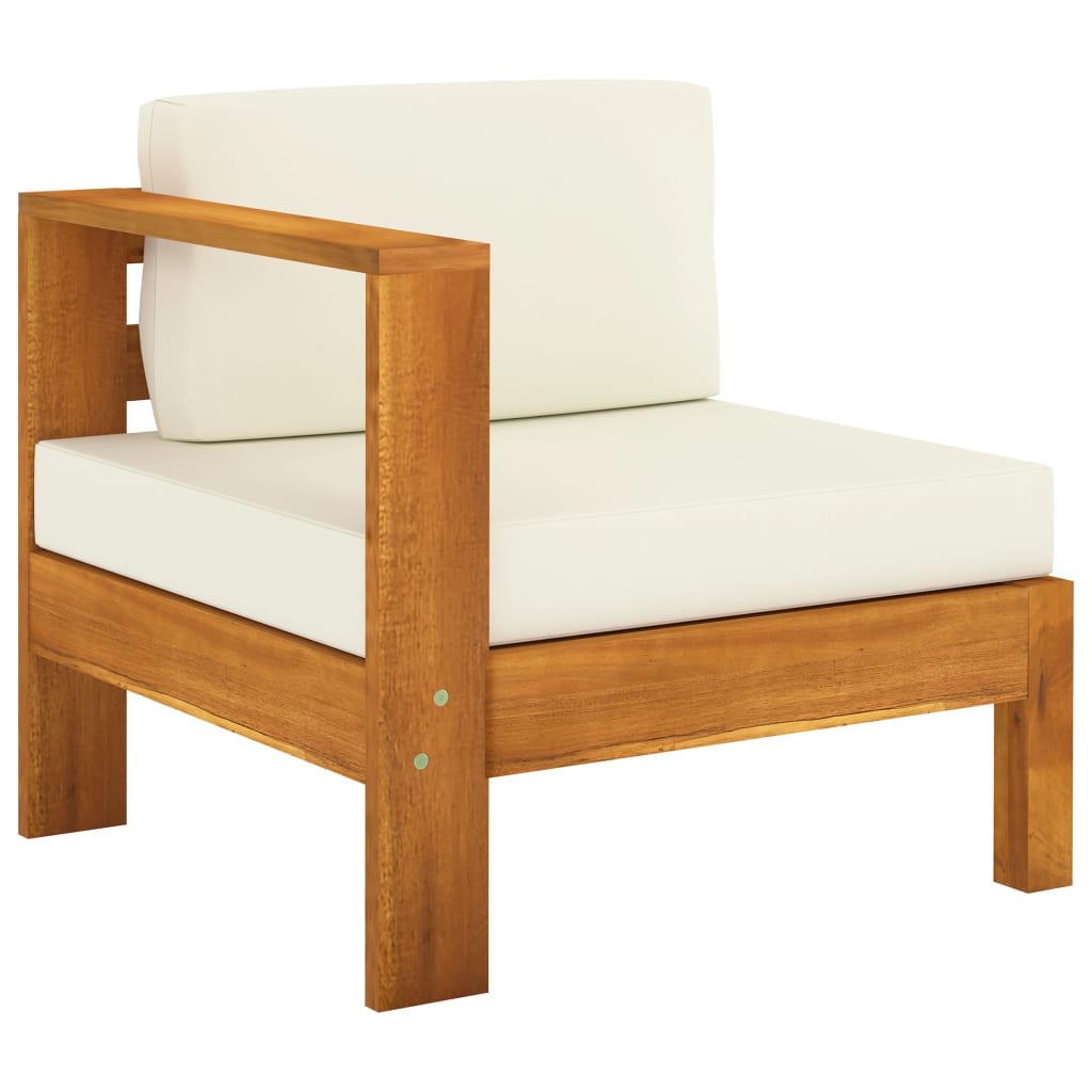 Muebles de jardín 7 pzas cojines blanco crema madera de acacia vidaXL